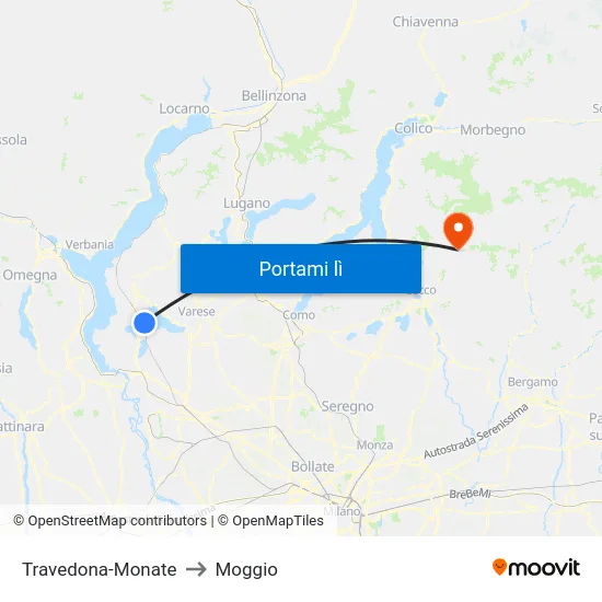 Travedona-Monate to Moggio map