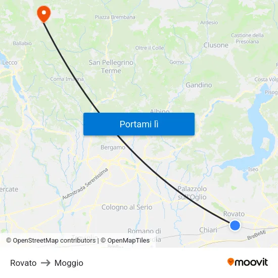 Rovato to Moggio map