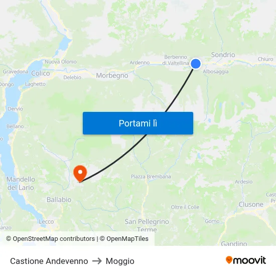Castione Andevenno to Moggio map
