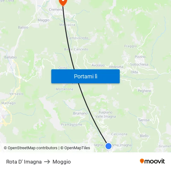 Rota D' Imagna to Moggio map