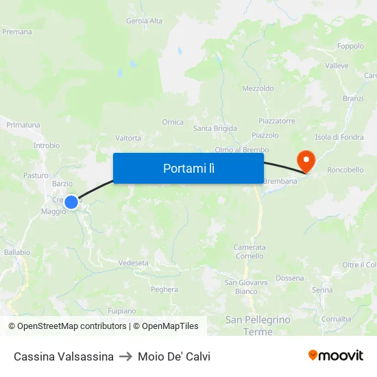 Cassina Valsassina to Moio De' Calvi map