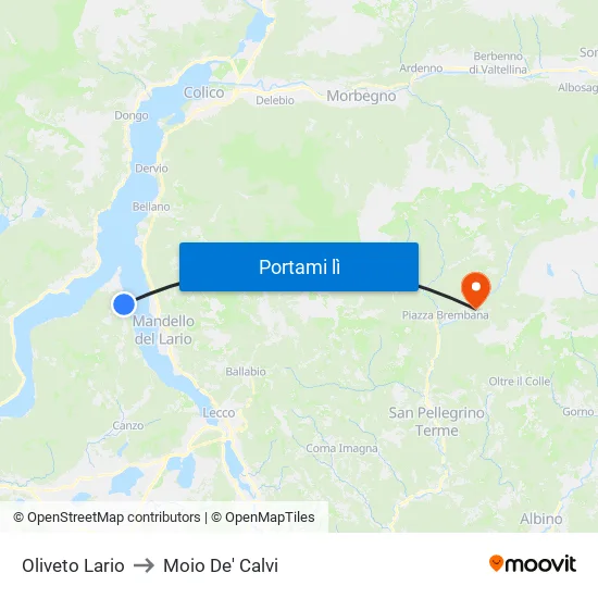 Oliveto Lario to Moio De' Calvi map