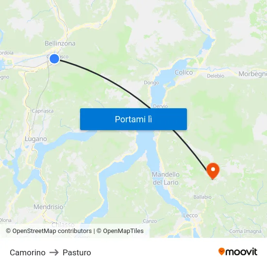 Camorino to Pasturo map