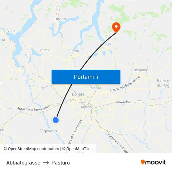 Abbiategrasso to Pasturo map
