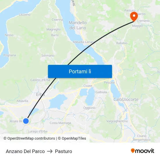 Anzano Del Parco to Pasturo map