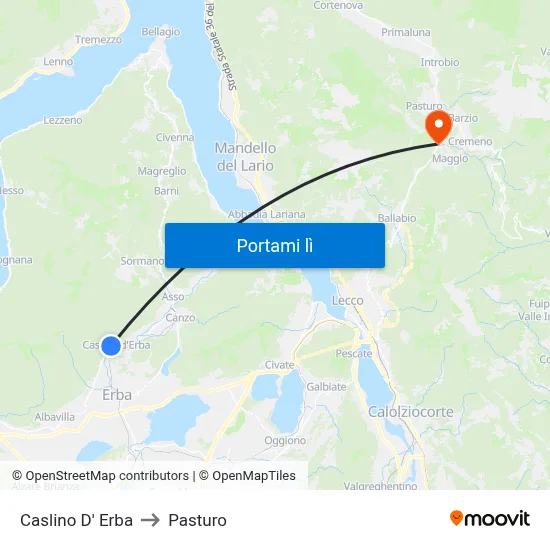 Caslino D' Erba to Pasturo map