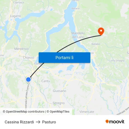 Cassina Rizzardi to Pasturo map