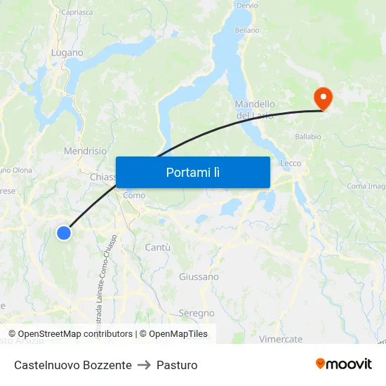 Castelnuovo Bozzente to Pasturo map