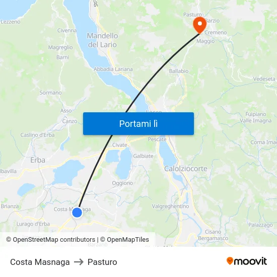 Costa Masnaga to Pasturo map