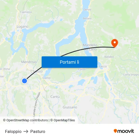 Faloppio to Pasturo map