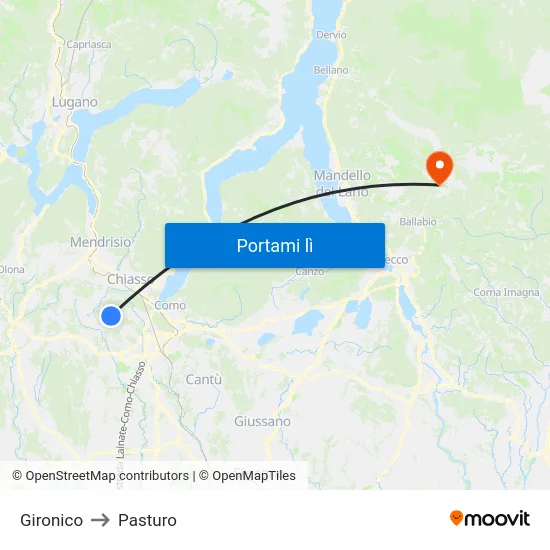 Gironico to Pasturo map