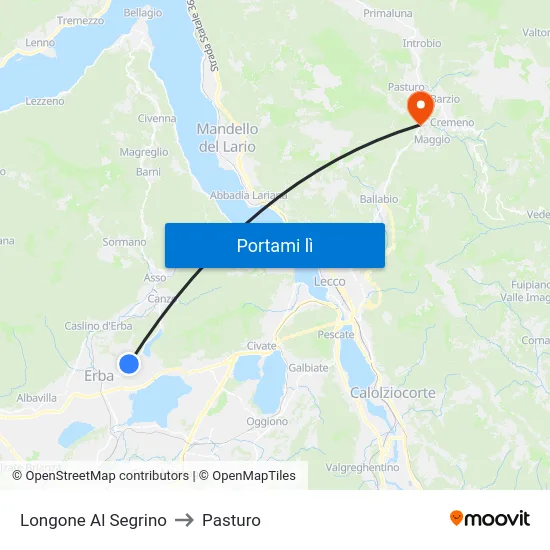 Longone Al Segrino to Pasturo map