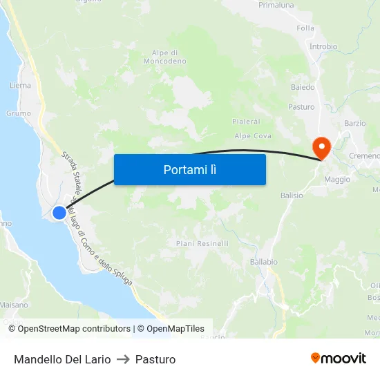 Mandello Del Lario to Pasturo map