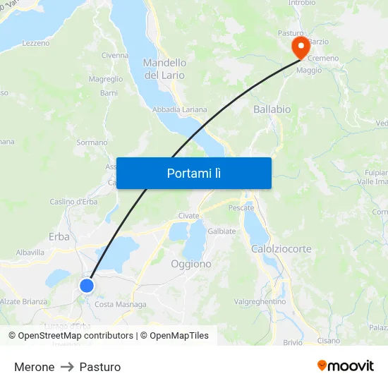Merone to Pasturo map