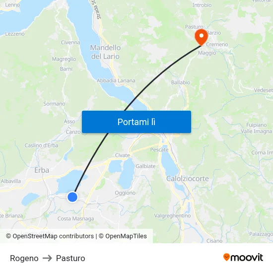 Rogeno to Pasturo map