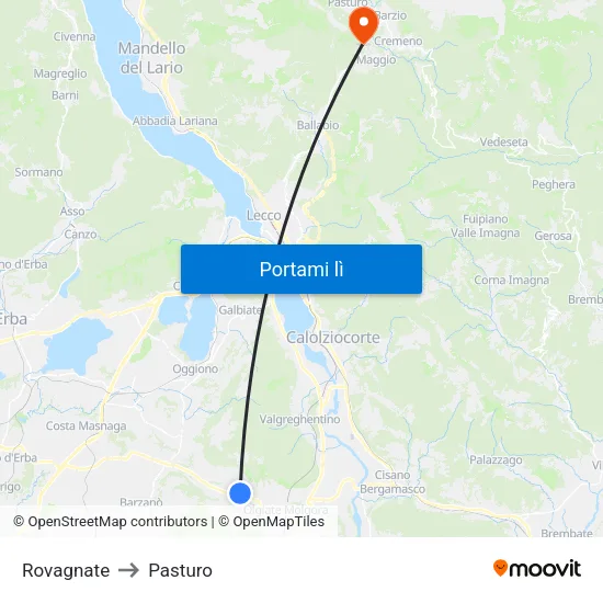 Rovagnate to Pasturo map