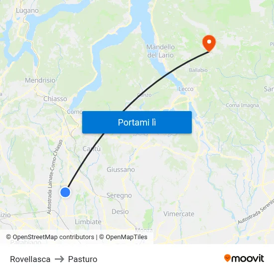 Rovellasca to Pasturo map