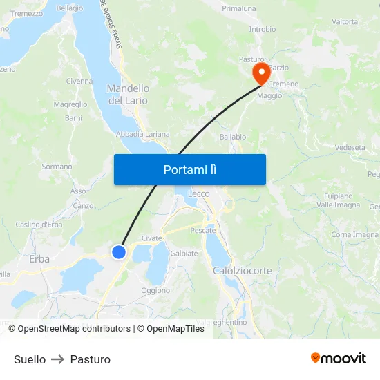 Suello to Pasturo map