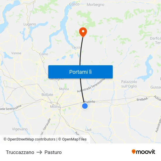 Truccazzano to Pasturo map