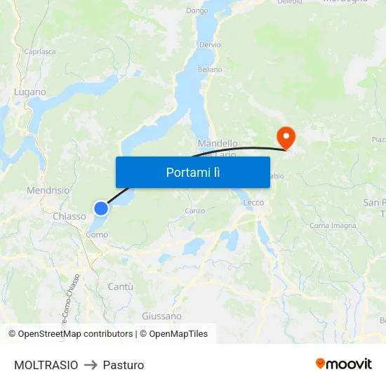 MOLTRASIO to Pasturo map