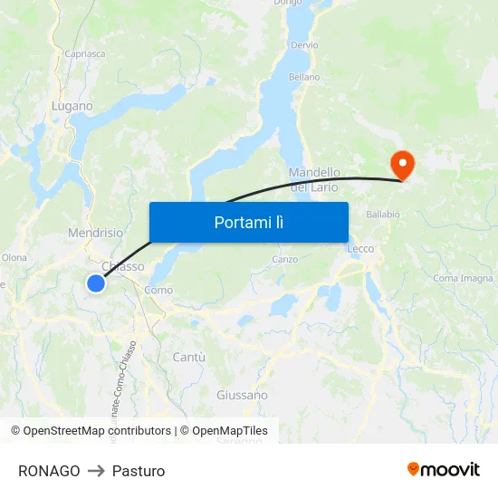 RONAGO to Pasturo map