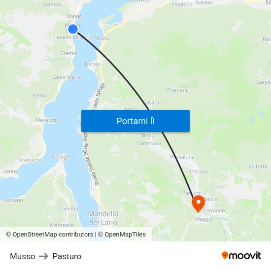 Musso to Pasturo map