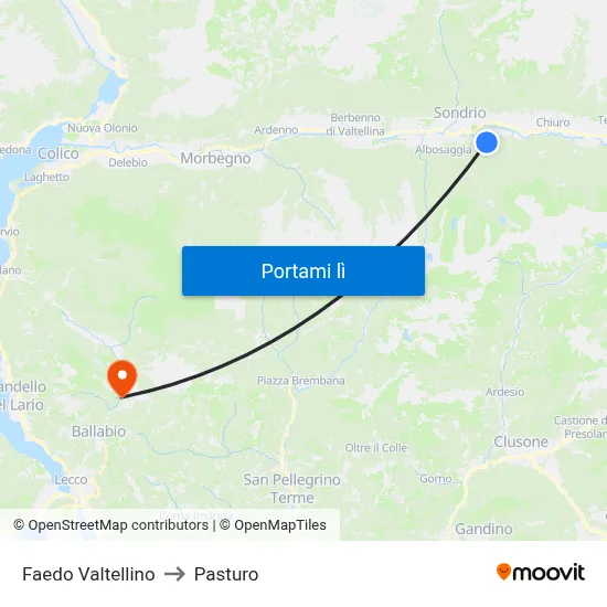 Faedo Valtellino to Pasturo map
