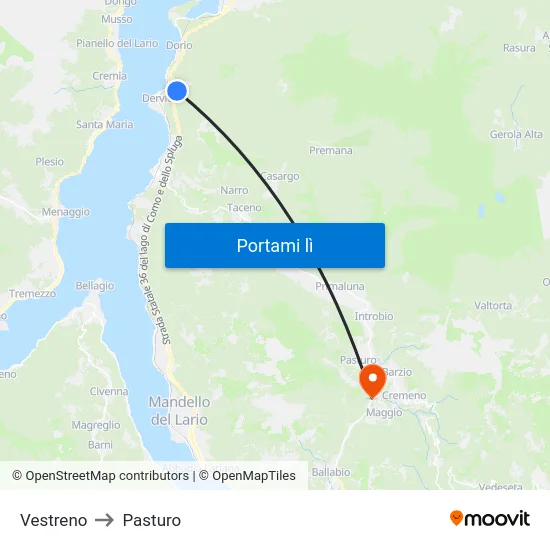 Vestreno to Pasturo map