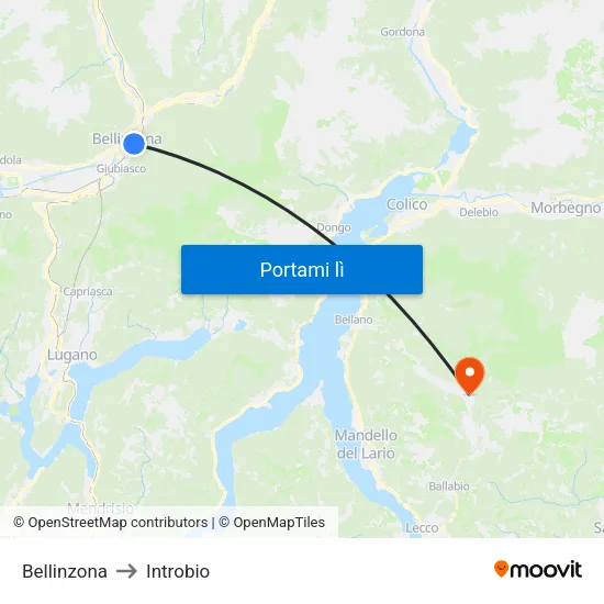 Bellinzona to Introbio map