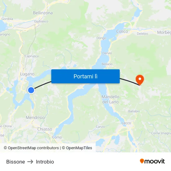 Bissone to Introbio map