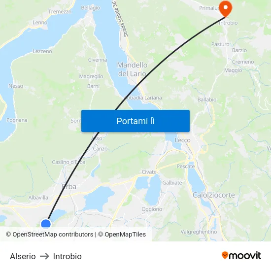 Alserio to Introbio map