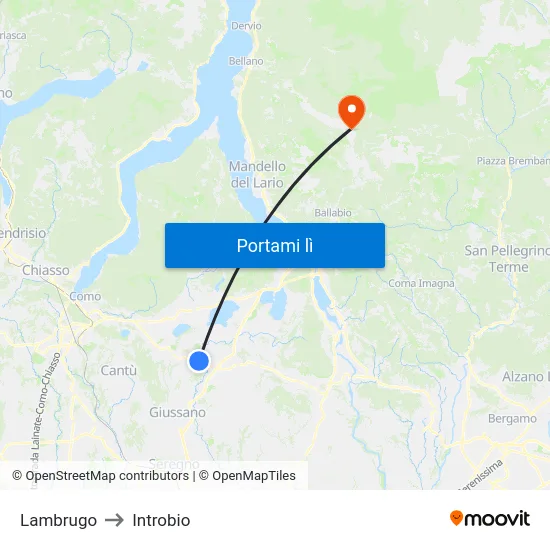 Lambrugo to Introbio map