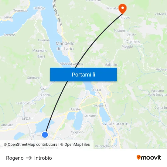 Rogeno to Introbio map