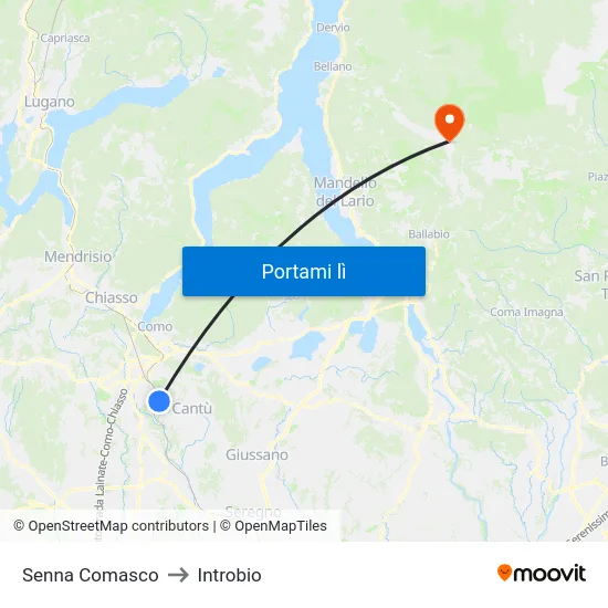 Senna Comasco to Introbio map
