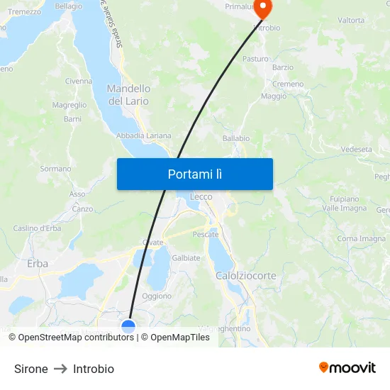 Sirone to Introbio map