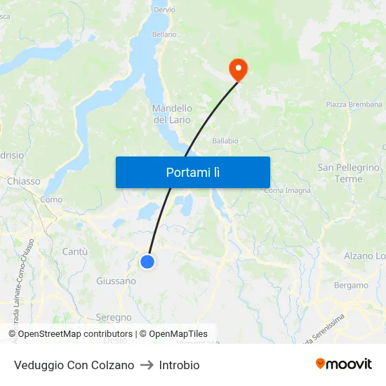 Veduggio Con Colzano to Introbio map