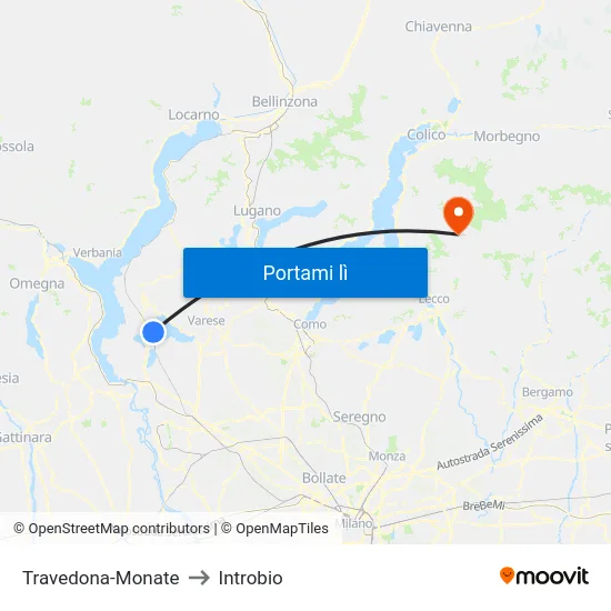Travedona-Monate to Introbio map