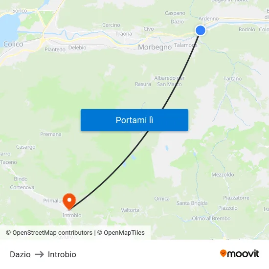 Dazio to Introbio map