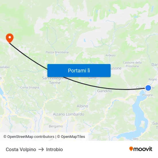 Costa Volpino to Introbio map