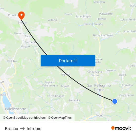Bracca to Introbio map