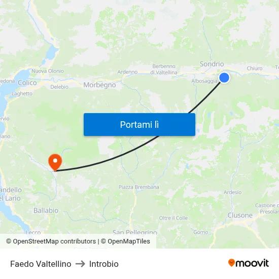 Faedo Valtellino to Introbio map