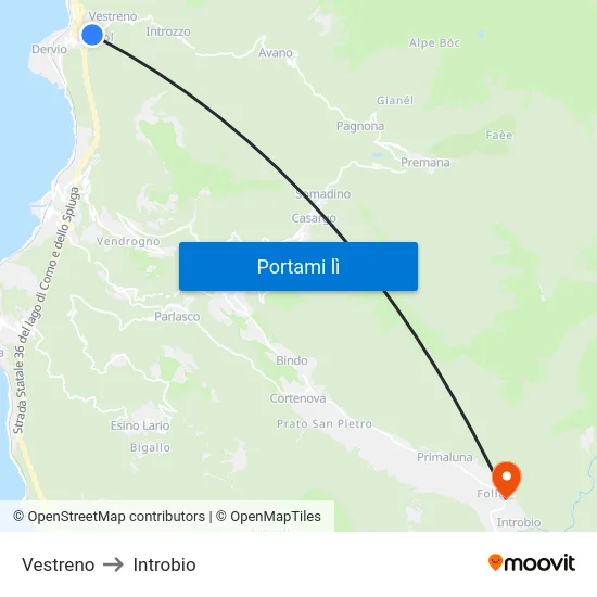 Vestreno to Introbio map