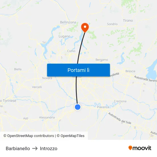 Barbianello to Introzzo map