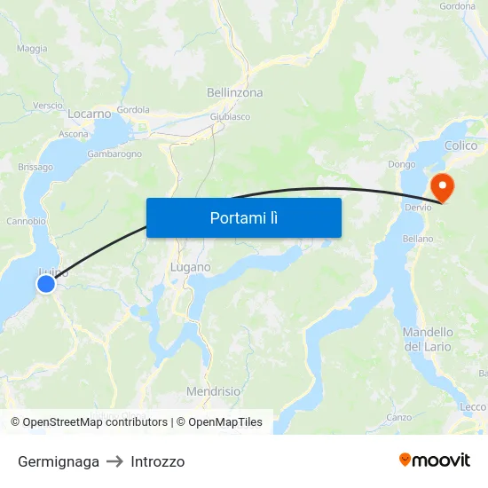 Germignaga to Introzzo map