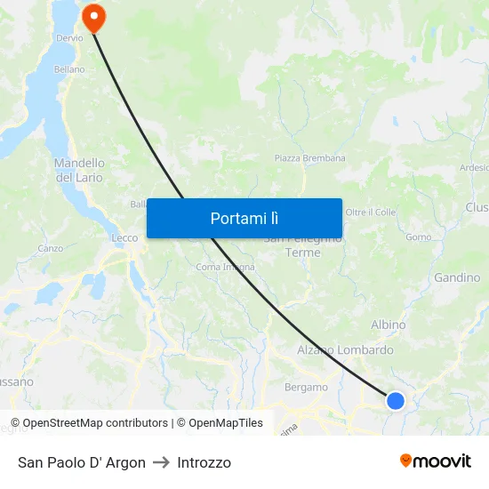 San Paolo D' Argon to Introzzo map