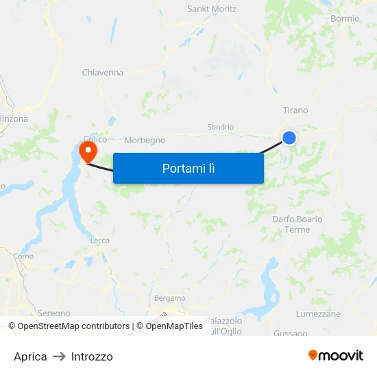 Aprica to Introzzo map