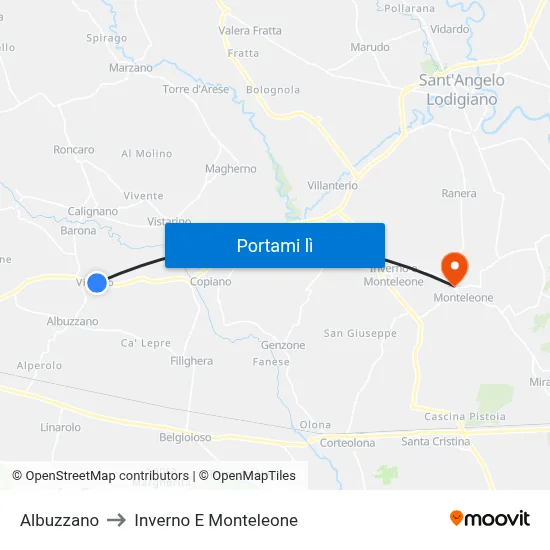 Albuzzano to Inverno E Monteleone map