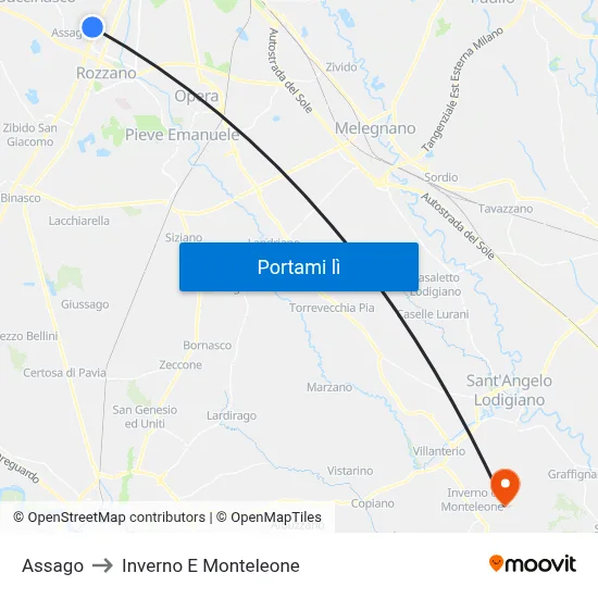 Assago to Inverno E Monteleone map