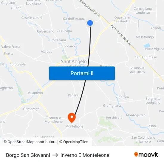 Borgo San Giovanni to Inverno E Monteleone map