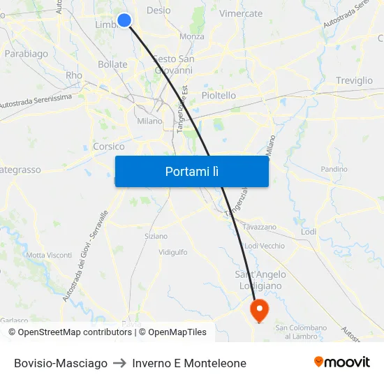 Bovisio-Masciago to Inverno E Monteleone map